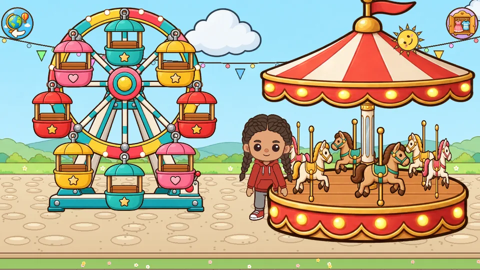Funfair Bay: Ferris wheel and carousel